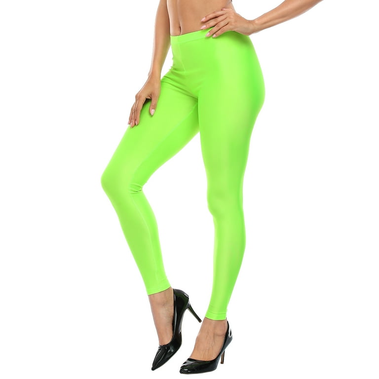 HDE Trendy Design Workout Leggings Fun Fashion Graphic Printed Cute  Patterns Neon Green XXL 