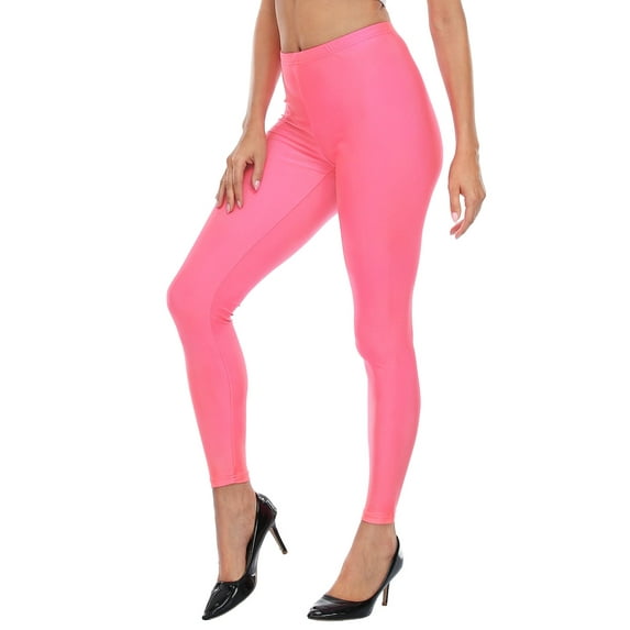 HDE Trendy Design Workout Leggings Fun Fashion Graphic Printed Cute Patterns Neon Pink L