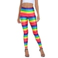 thumbnail image 1 of HDE Trendy Design Workout Leggings Fun Fashion Graphic Printed Cute Patterns Rainbow Stripes XL, 1 of 6