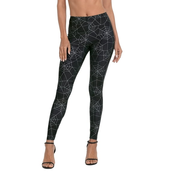 HDE Trendy Design Workout Leggings Fun Fashion Graphic Printed Cute Patterns Spiderweb S
