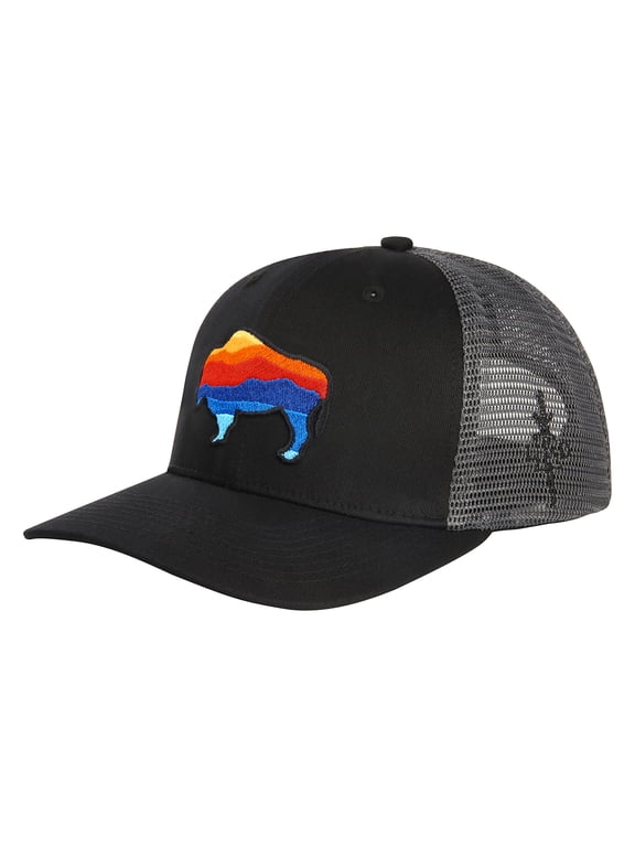 Trucker Hat - Performance Outdoor Snapback Adventure Hats for Men Badlands Bison