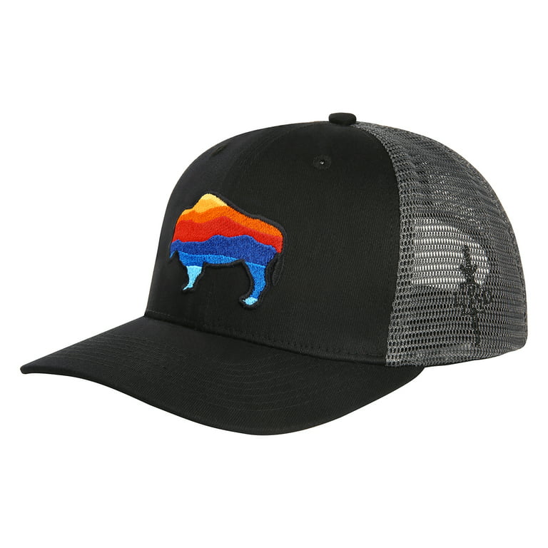 HDE Trucker Hat - Performance Outdoor Snapback Adventure Hats for Men  Badlands Bison