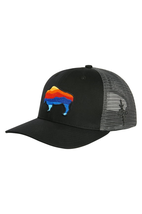 Trucker Hat - Performance Outdoor Snapback Adventure Hats for Men Badlands Bison