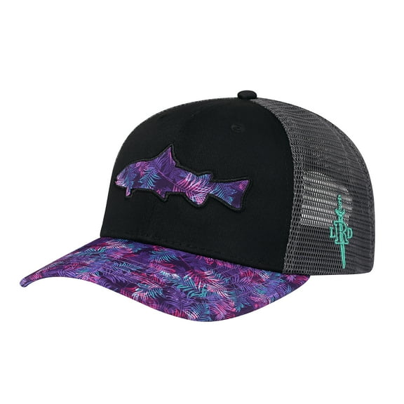 HDE Trucker Hat - Performance Outdoor Snapback Adventure Hats for Men Black Tropical Trout