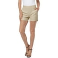 thumbnail image 1 of HDE Chino Shorts for Women, Elastic High Waisted Casual Shorts, Khaki 1X, 1 of 6