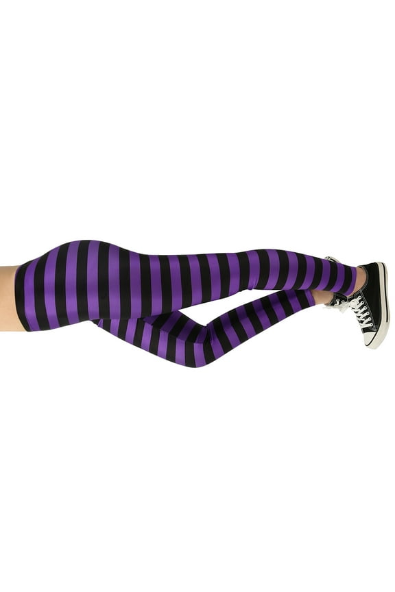 Women Funny Printed Leggings Digital Print Black Purple Witch Costume Tights