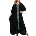 thumbnail image 1 of HDE Women UPF 30+ Kaftan Dress Oversize V Neck Long Plus Size Maxi Swim Cover Up, 1 of 5