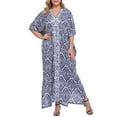 thumbnail image 1 of HDE Women UPF 30+ Kaftan Dress Oversize V Neck Long Plus Size Maxi Swim Cover Up, 1 of 5