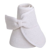 HDE Women UPF 50+ Packable Crushable Roll Up Wide Brim Sun Visor Beach Straw Hat (White)