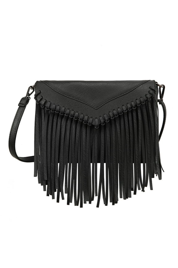 Women's 100% Faux Leather Crossbody Handbag, Black