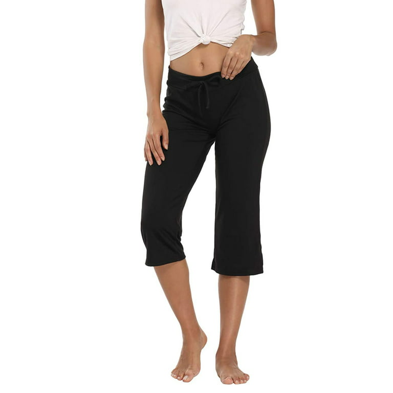 HDE Women’s Capri Pajama Pants Sleepwear Sleep Pants Medium Black