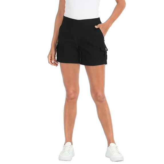 HDE Women's Cargo Shorts with Pockets High Waisted Casual Shorts Black S