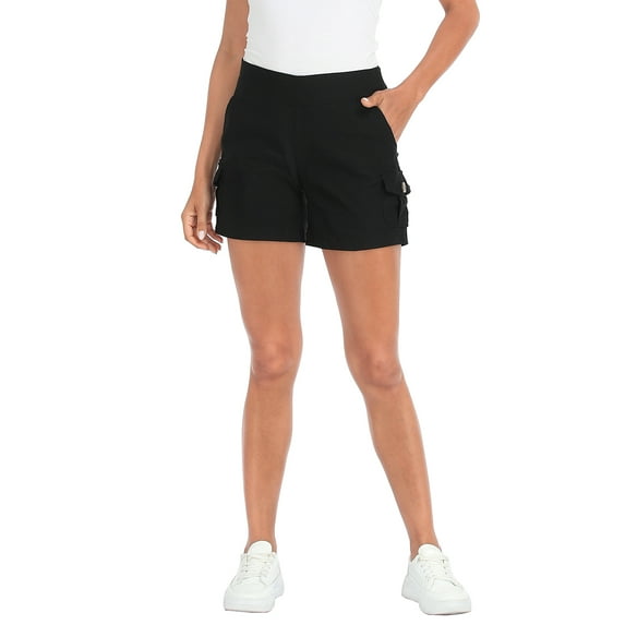 HDE Women's Cargo Shorts with Pockets High Waisted Casual Shorts Black XL
