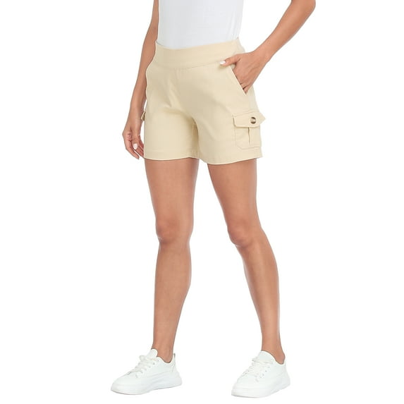 HDE Women's Cargo Shorts with Pockets High Waisted Casual Shorts Khaki XXL