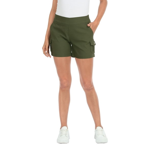 HDE Women's Cargo Shorts with Pockets High Waisted Casual Shorts Olive Green 3X