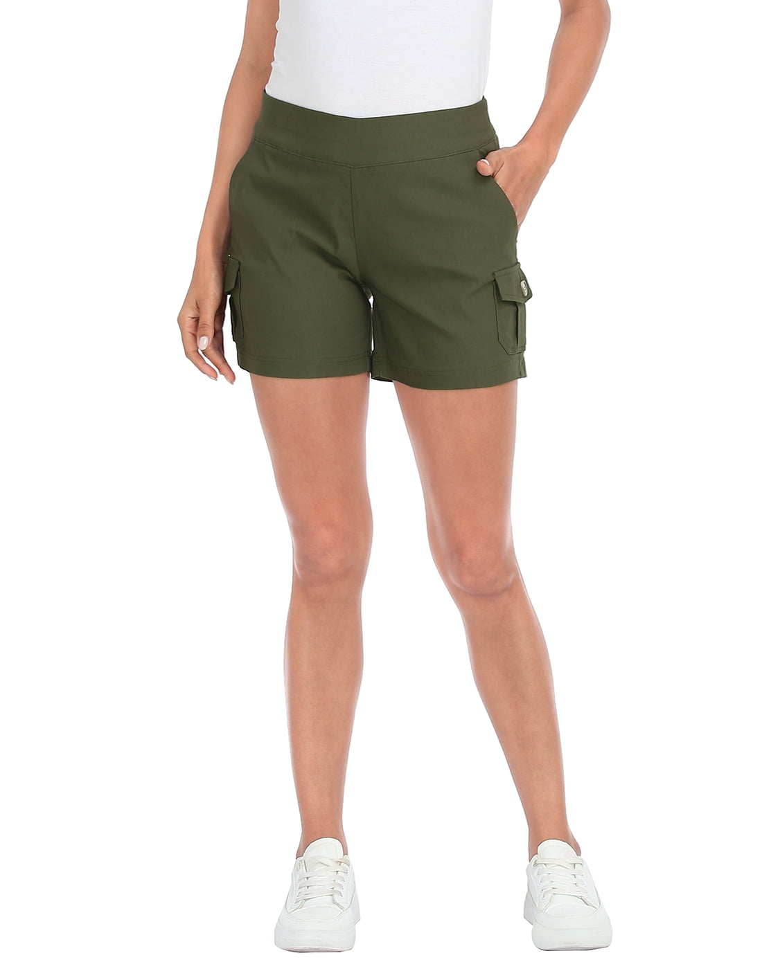 HDE Women s Cargo Shorts with Pockets High Waisted Casual Shorts Olive Green 4X Walmart