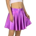thumbnail image 1 of HDE Women's Casual Fashion Flared Pleated A-Line Circle Skater Skirt Purple Holographic XXL, 1 of 6