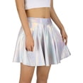 thumbnail image 1 of HDE Women's Casual Fashion Flared Pleated A-Line Circle Skater Skirt Silver Holographic M, 1 of 6