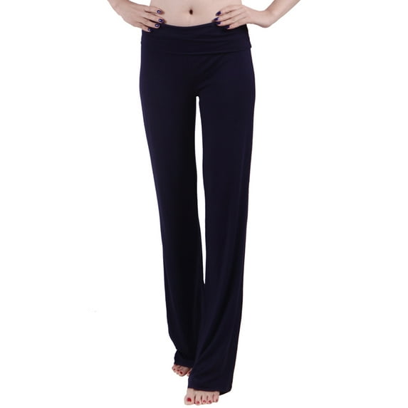 HDE Women's Color Block Fold Over Waist Yoga Pants Flare Leg Workout Leggings