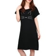 thumbnail image 1 of HDE Women's Cotton Nightgowns Short Sleeve Sleep Dress Black Cat Large-X-Large, 1 of 6