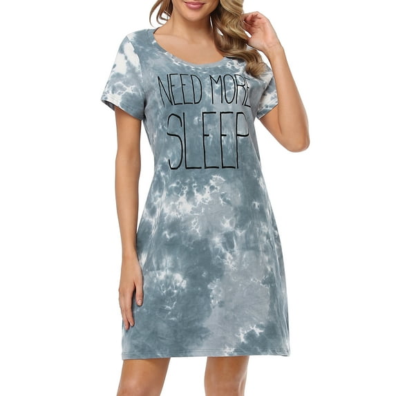 HDE Women's Cotton Nightgowns Short Sleeve Sleep Dress Sleep Tie Dye 2X-3X
