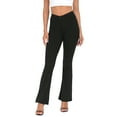 thumbnail image 1 of HDE Women's Crossover Flare Pants Ribbed High Waist Bell Bottom Black XXL, 1 of 6