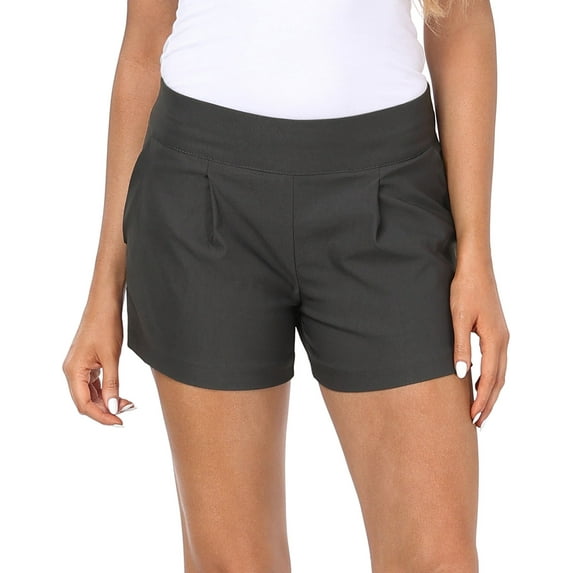 HDE Women's Chino High Waisted Summer Dress Shorts, Charcoal XL