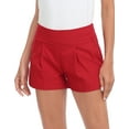 thumbnail image 1 of HDE Women's Chino High Waisted Summer Dress Shorts, Red S, 1 of 6