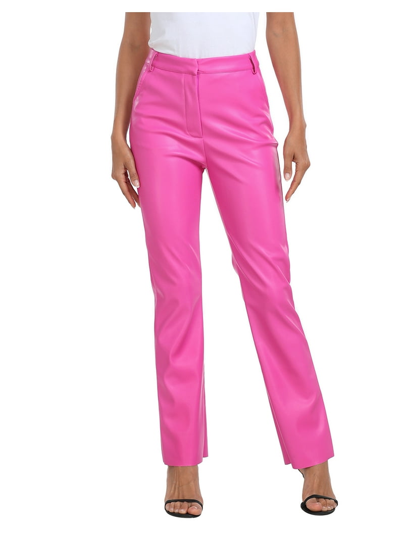 HDE Women's Faux Leather Pants High Waisted Trousers with