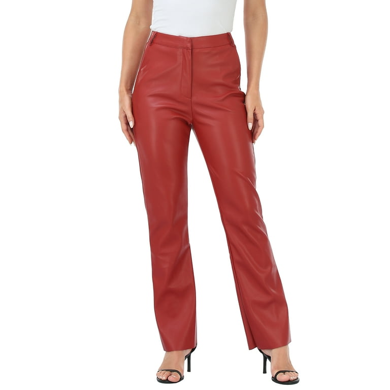 HDE Faux Leather High Waisted Pants with Pockets, Stretch HDE Faux Leather High Waisted Pants with Pockets, Stretch