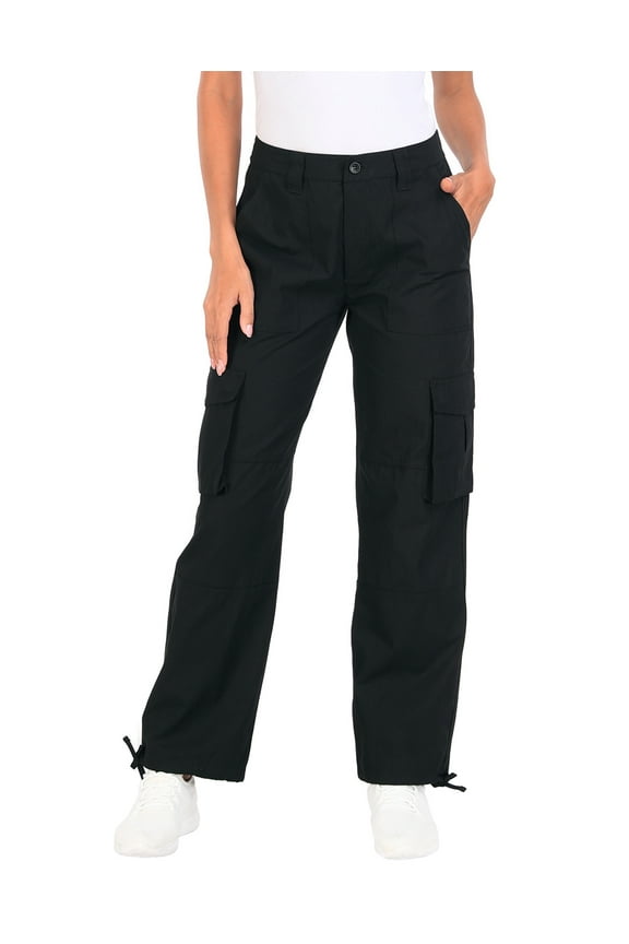 Women's High Waisted Baggy Y2K Cargo Pants with Pockets Black XS