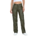 thumbnail image 1 of HDE Women's High Waisted Faux Leather Cargo Pants with Pockets Green 32, 1 of 6