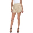 thumbnail image 1 of HDE Women's High Waisted Linen Blend Shorts with Pockets Khaki L, 1 of 6