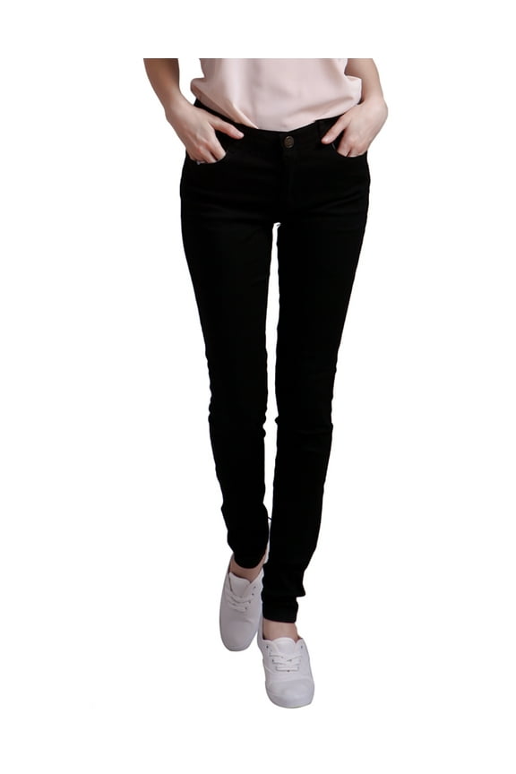 Women's Jeans Jeggings Five Pocket Stretch Denim Pants (Black, X-Large)