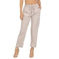 thumbnail image 1 of HDE Women's Linen Blend Pull On Drawstring Pants with Pockets Gray Beige S, 1 of 7