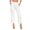 thumbnail image 1 of HDE Women's Linen Blend Pull On Drawstring Pants with Pockets White S, 1 of 7