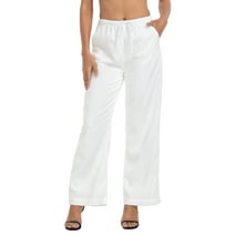 Women's Casual Plain Wide Leg White Pants M (6) - Walmart.com