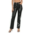 thumbnail image 1 of HDE Women's Metallic Faux Leather Pants High Waisted Trousers Black 14, 1 of 6