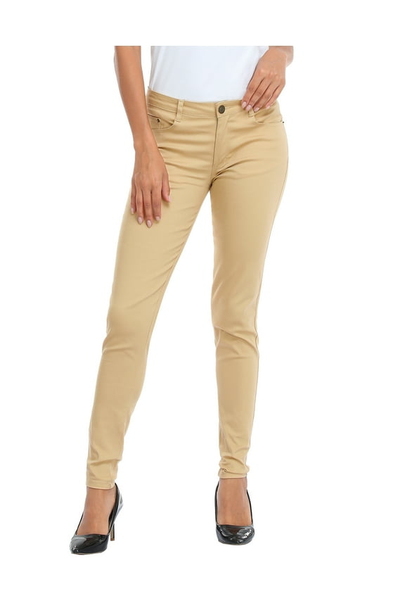 Women's Mid-Rise Stretchy Denim Slim Fit Skinny Jeans Vanilla S