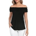 thumbnail image 1 of HDE Women's Off Shoulder Top Convertible Ruffle Blouse Tops Black - XL, 1 of 7