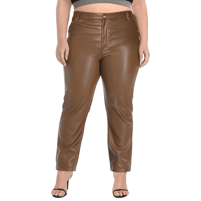 Plus size high waisted leather pants deals