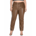 thumbnail image 1 of HDE Women's Plus Size High Waisted Faux Leather Pants with Pockets Brown 3X, 1 of 5