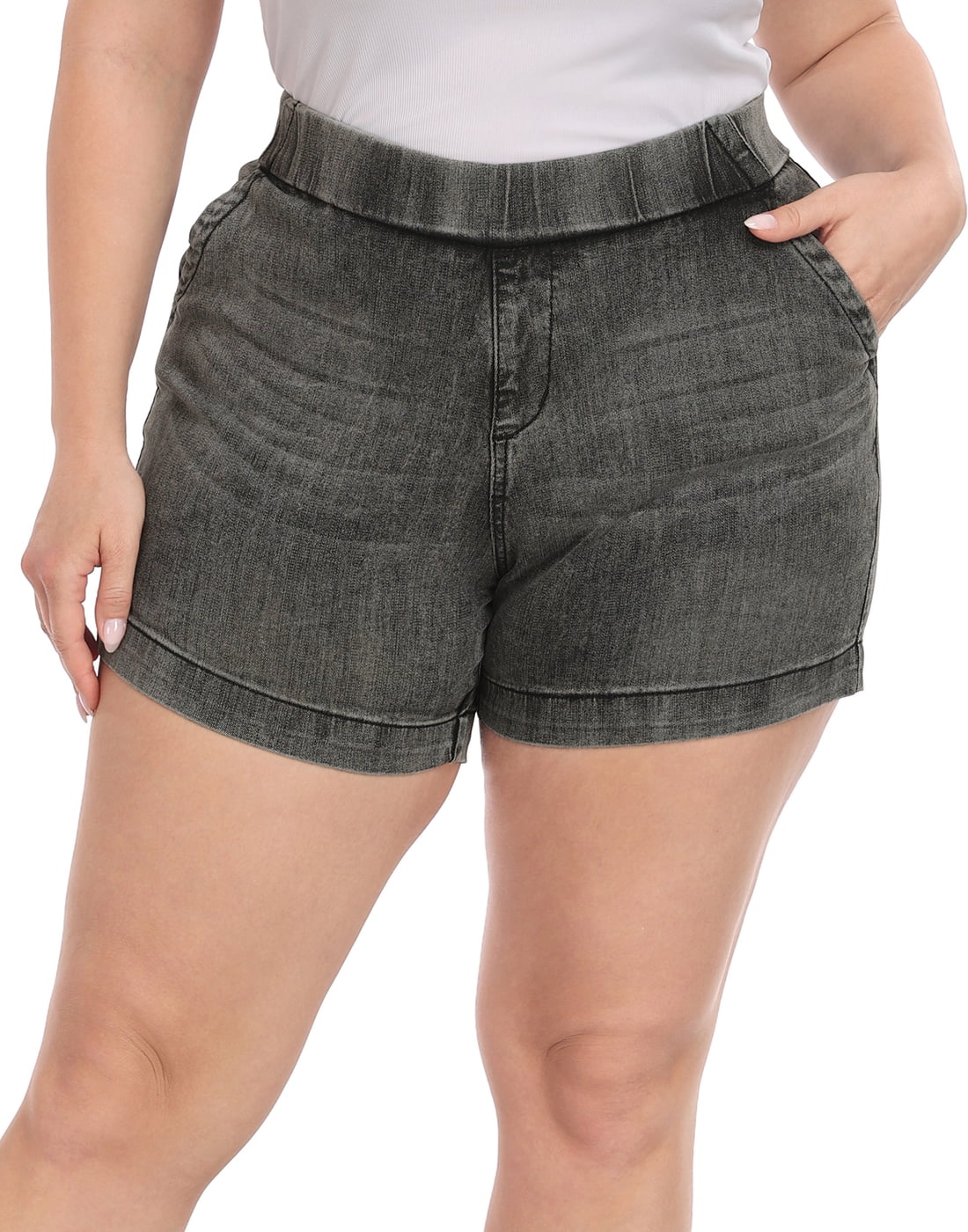 Silver Shorts HDE Metallic High-Waisted Rave Shorts Disco