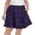 thumbnail image 1 of HDE Women's Plus Size Mini Skater Skirt with Elastic Waist Purple Plaid - XL, 1 of 6