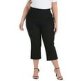 thumbnail image 1 of HDE Women's Plus Size Pull On Capris with Pockets Cropped Pants Black 1X, 1 of 6