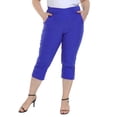 thumbnail image 1 of HDE Women's Plus Size Pull On Capris with Pockets Cropped Pants Royal Blue 1X, 1 of 6