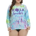thumbnail image 1 of HDE Women's Plus Size Rash Guard UPF 50 Long Sleeve Swim Top Tie Dye 1X, 1 of 6