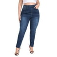 thumbnail image 1 of HDE Women's Plus Size Skinny Jeans Pull On Stretch Denim Jegging with Pockets Dark Blue - 3X, 1 of 7