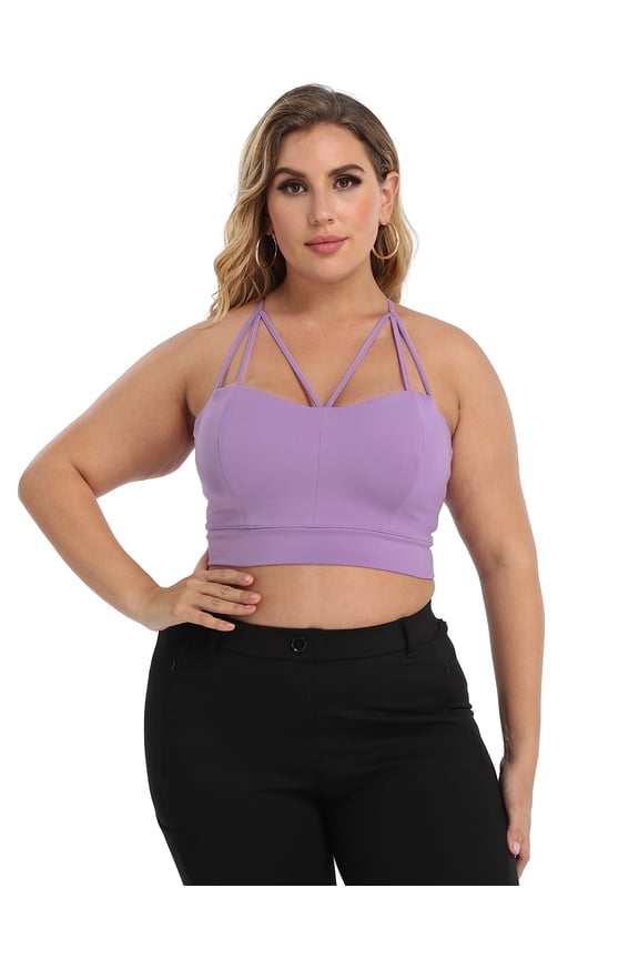Women's Plus Size Spaghetti Strap Cami Bralette Bustier Crop Top Lilac - 4X