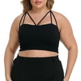 thumbnail image 1 of HDE Women's Plus Size Strappy Crop Top Cut Out Spaghetti Strap Bustier Bralette (Black, 3X), 1 of 5